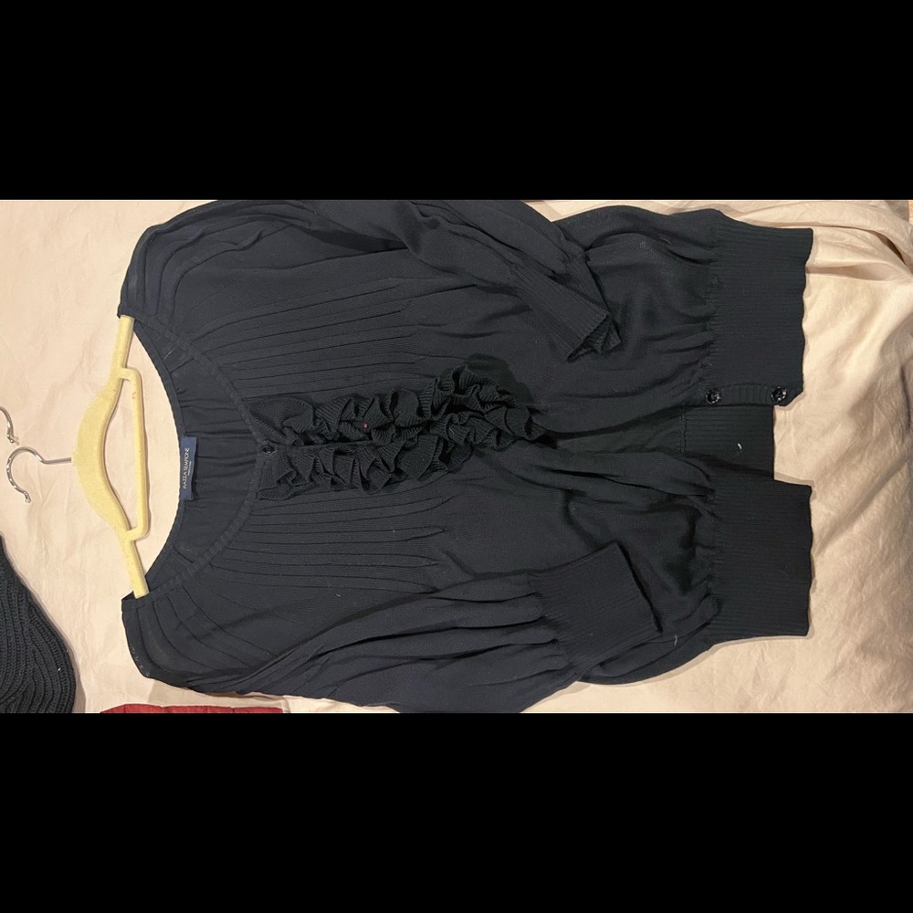 Piazza Sempione black ruffle cotton viscose cardigan size 40